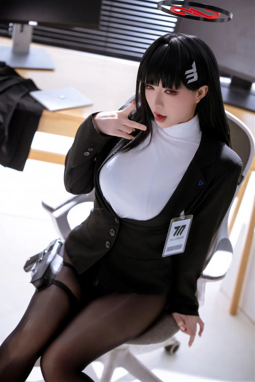 [星之迟迟Hoshilily] Cosplay 星之迟迟Hoshilily – 蔚蓝档案 调月莉音原皮同人 80P - 第 7 张写真